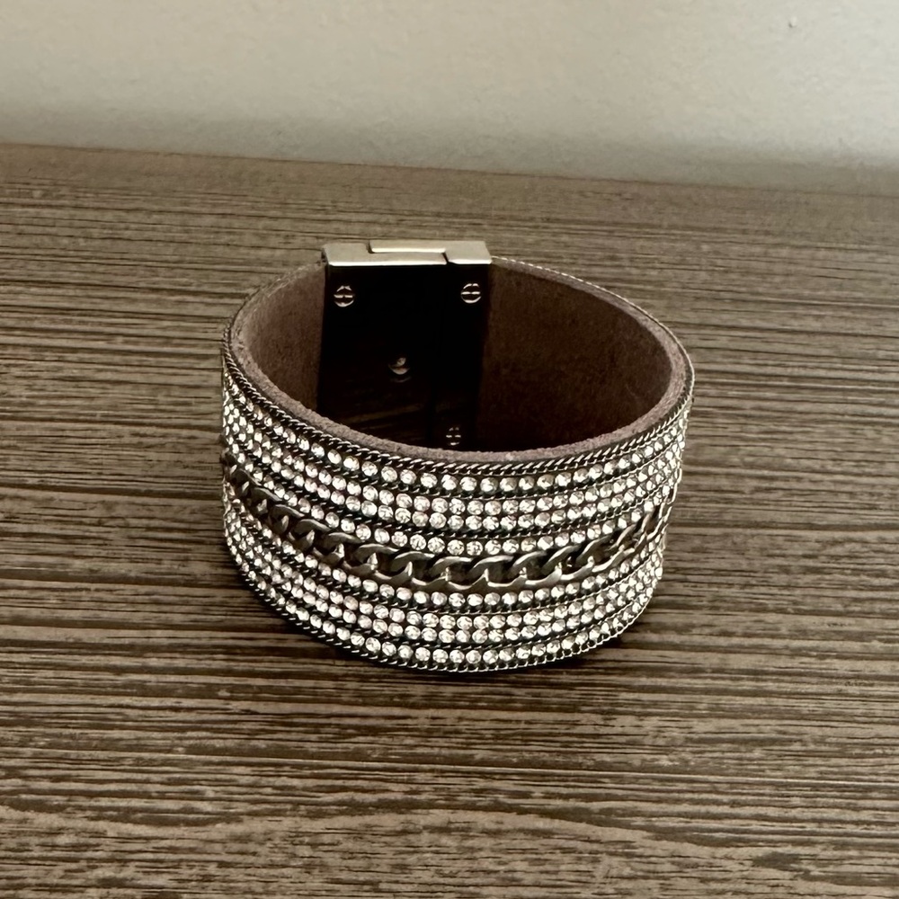 Express Women's Silver/Grey Rhinestone Bracelet
Wrist Cuff.